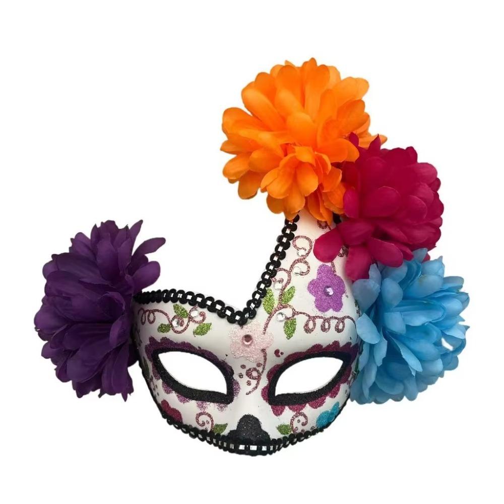 Sugar Skull Mexican Masquerade Eyemask Costume Decor Flower Half Face Mask Mexican Day of The Dead