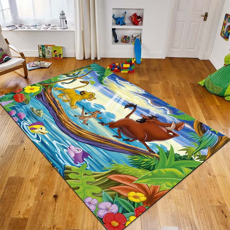 1 Stück Disney König der Löwen Druck Teppich für Wohnzimmer Schlafzimmer Kinderzimmer Heimdeko Bereichsteppich Rutschfeste Matte Spielmatten Luxus Geschenk