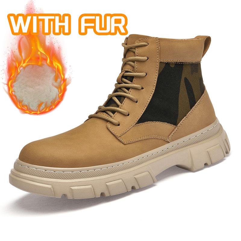 Anti-slip Men s Leather Ankle Boots Four Seasons Outdoor Casual Hiking Boots Retro Fashion Motorcycle Boots Male High Top Shoes 45 9450₽