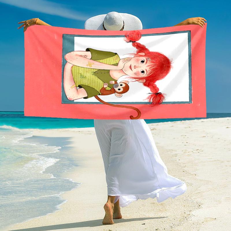 1Pc Girl Monkey Friend Beach Towel Microfiber Beach Towel Thin Absorbent For Beach Swimming Yoga Bath Sports 0917276