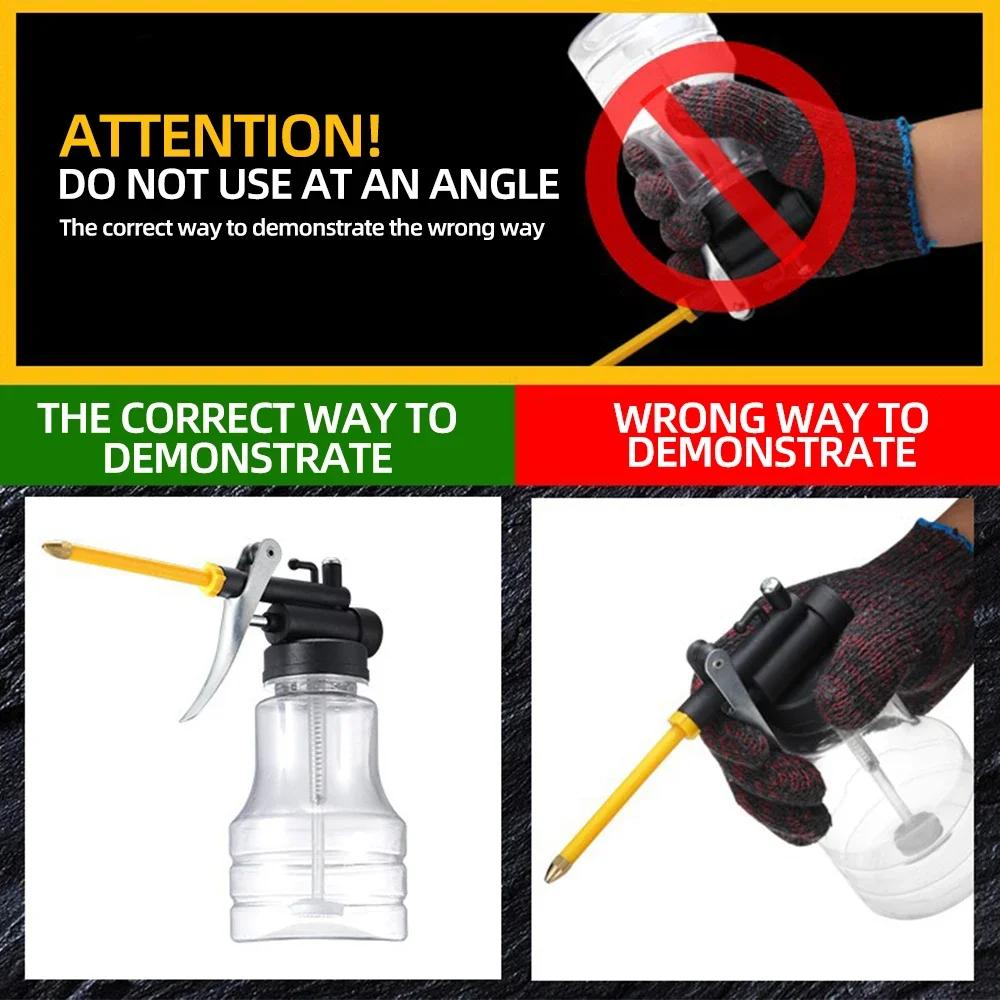 250ml Oiler Grease Guns Equipment High Pressure Pump Oiler Lubrication Oil Can Machine Oil Pot Bottle Extended Hose Hand Tools
