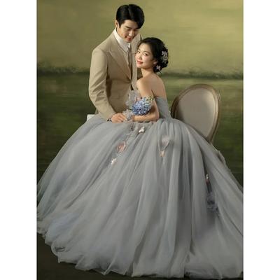 Wedding Dress New Light Wedding Dress Mori Flower Puffy Skirt Colored Yarn Tube Top Travel Wedding Dress