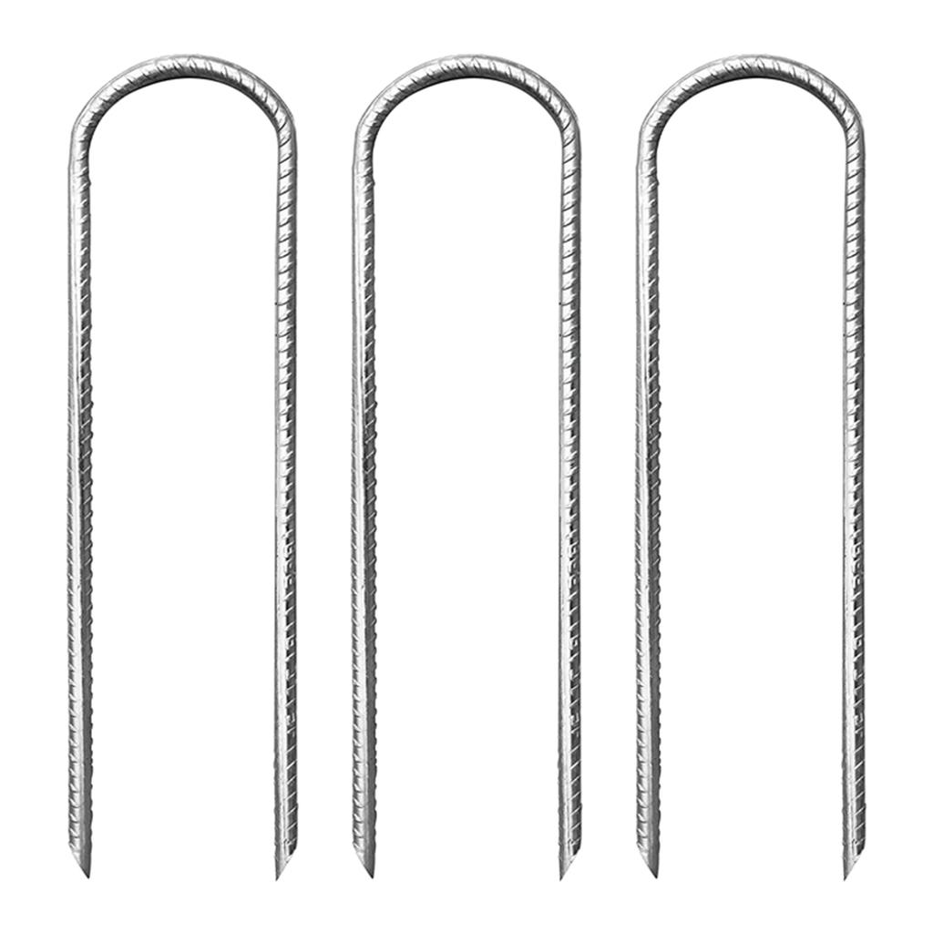 3Pcs Steel Ground Stakes Tents Nails U Shaped Metal Fences Stake Tent Pegs for Trampolines Camping Canopies Sheds
