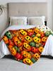 1 Piece Halloween Pumpkin Theme, Orange and Green Flannel Blanket, Soft, Suitable for Sofa, Bed, Office, All-season Use.