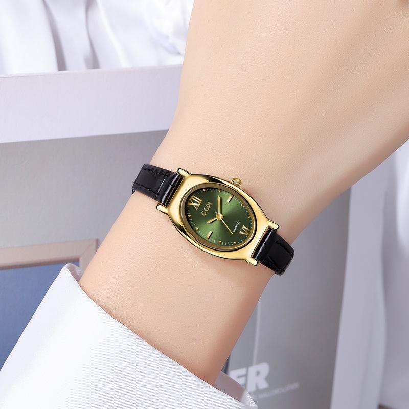 High-Value Leather Women'S Watch, Exquisite Oval High-End Quartz Watch, Guangzhou Women'S Waterproof Watch