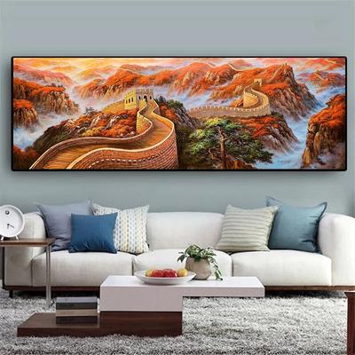 5D-Diamant-Stickerei, Gemälde „Chinesische Mauer“, DIY-Strasssteine, Kreuzstich, Mosaik-Set, Heim-Wanddekoration, große Landschaft