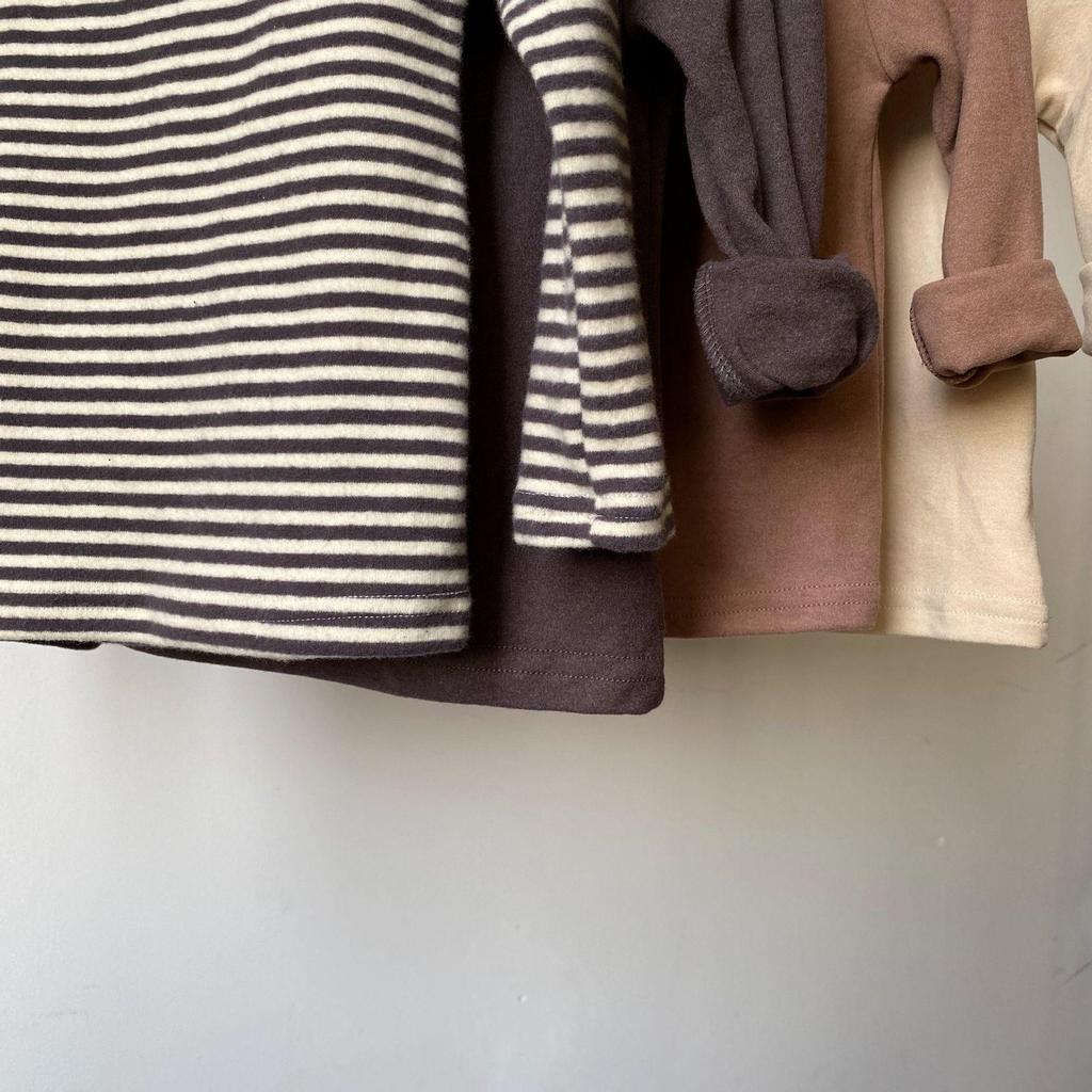 GL-Kids Koszulka bawełniana w stylu koreańskim - Szczotkowana, Pogrubiona, Półwysoki dekolt, Jesień/Zima, Unisex dla chłopców i dziewczynek.