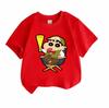 Kids Boys Girls Crew Neck Short Sleeve 100% Cotton T-Shirt, Cute Cartoon Shinosuke Director Pattern Casual Soft Breathable Tee Tops for Children Daily