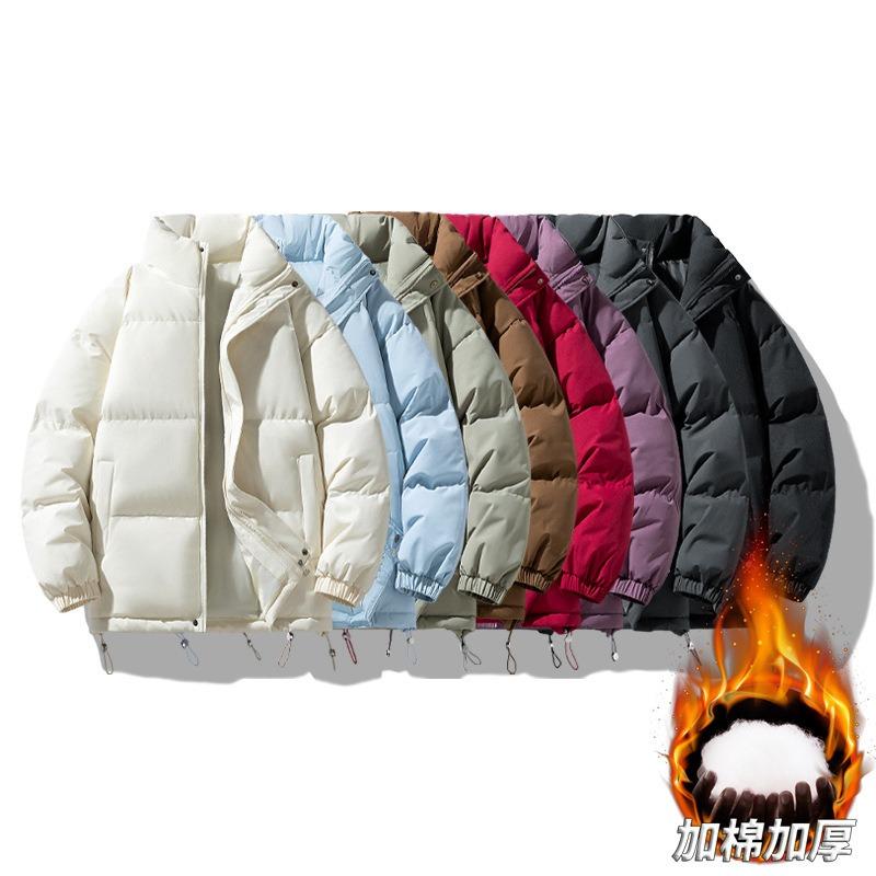 Winter new stand-up collar padded jacket couple jacket thickened padded clothing men's outdoor trendy brand loose warm bread clothing
