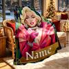 Custom Name Personalized Marilyn Monroe Print Blanket, Home Decor, Bedroom, Sofa, Camping, Couch, Gifts for Birthday Christmas