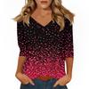 Women's T Shirt Print 3/4 Sleeve Daily Weekend Fashion Basic V- Neck Regular Top