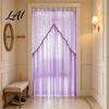 Elegant Sheer Door Hangings Floral Curtain with Beads Lace Embroidered Gauze Room Romantic Home Decor for Living Divider Rod Pocket Doorway Bedroom