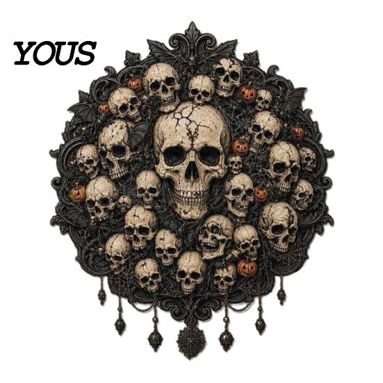 Dark Aesthetic Home Decor Gothic Halloween Wall Decor, Vintage Relief Skull Ghost Bat Party Plaque, Hanging Art for Entryway Living