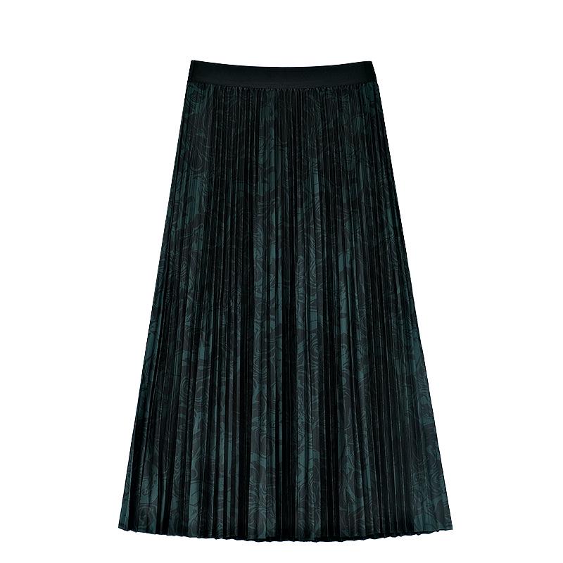 Tencel Printed High-Waist Pleated A-Line Mid-Length Skirt for Autumn/Winter 2023 (Style 8005)
