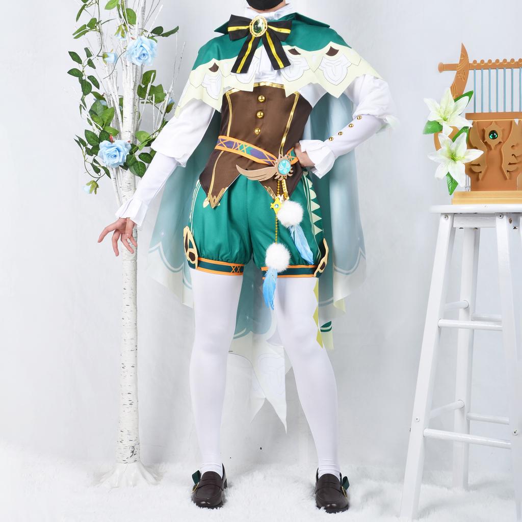 Venti Cosplay Costume Gioco Genshin Impact Cosplay Venti Vent'anni Pantaloncini Parrucca Mantello Uniforme Halloween Carnevale Costumi per Donne