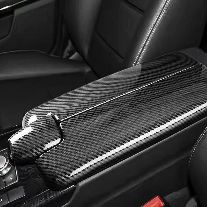For Mercedes Benz E Class W212 CLS W218 Carbon fiber Accessories Center Console Lid Armrest Box Trim Protective Cover Sticker