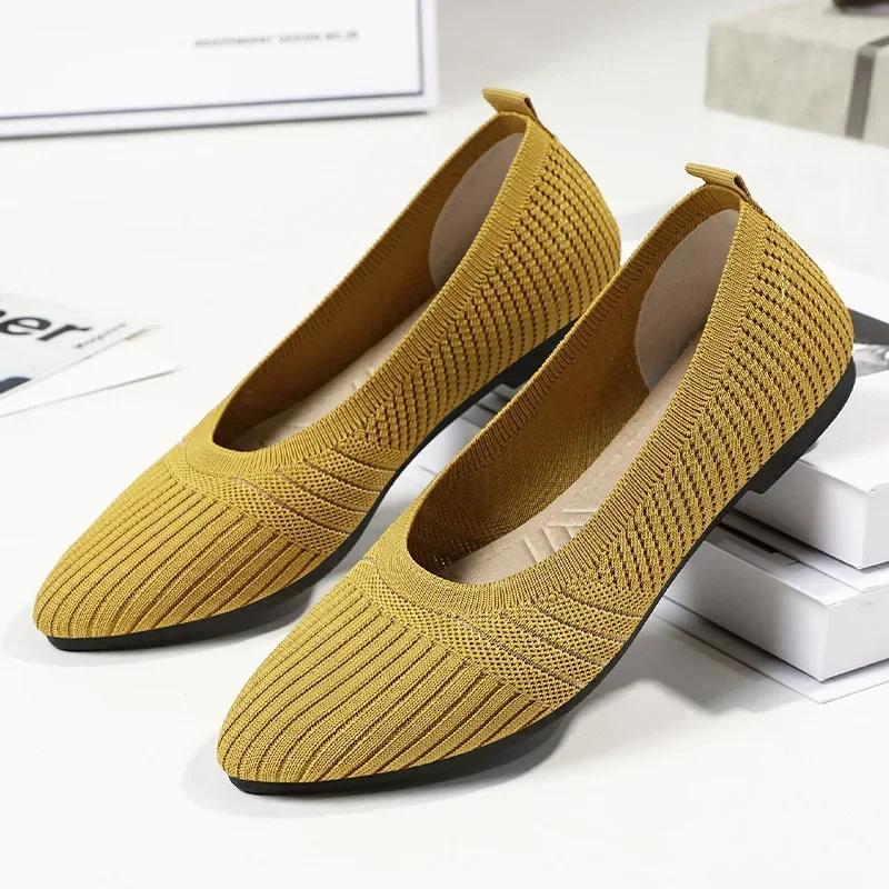 Hot Sales Women Shoes 2025 Autumn Pointed Soft Sole Casual Shoes for Women Fashion Mesh Breathable Flat Shoes Zapatos Mujer