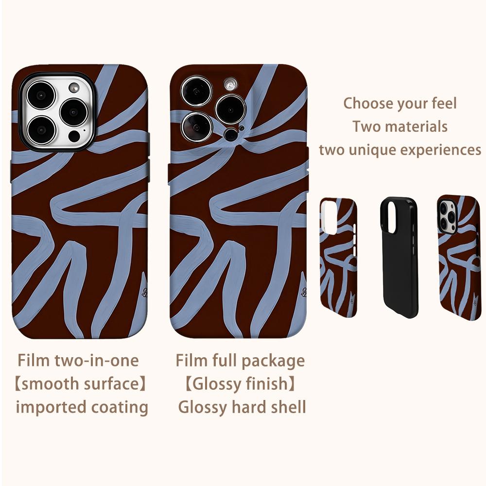MOCHA RIBBON Phone Case for IPhone 16 15 14 13 12 11 X XS XR XSMAX 7 8 Pro Max Plus Double-layer Back Cover