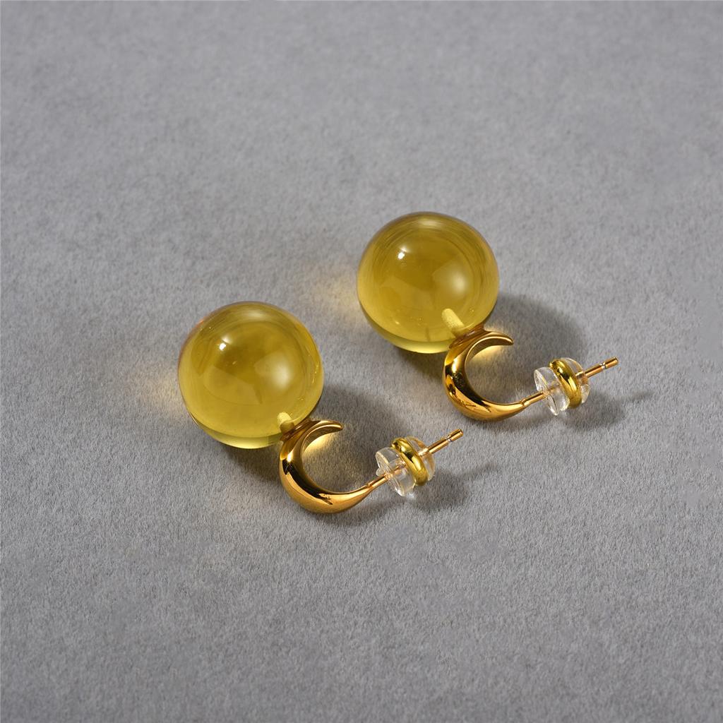 Orecchini Pendenti in Oro 18K Intarsiati con Ambra Autunno e Inverno Temperamento Semplice Moda Indispensabili per il Pendolarismo Donna