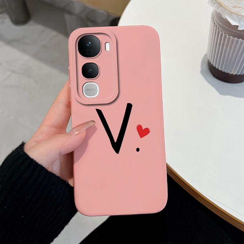 For Vivo Y400 Pro Y100 Y200e Y02 Y03 Y04 Y28 Y29 Y29S Cute Art Letter Phone Case Lens Protection Liquid Silicone Shockproof Soft Covers For Vivo Shell
