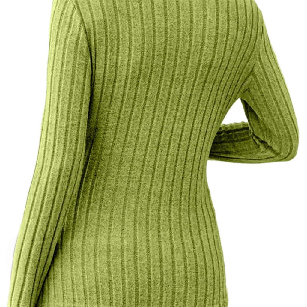European & American Ribbed V-Neck Long Sleeve Top with Cut-Out Detail & Irregular Hem