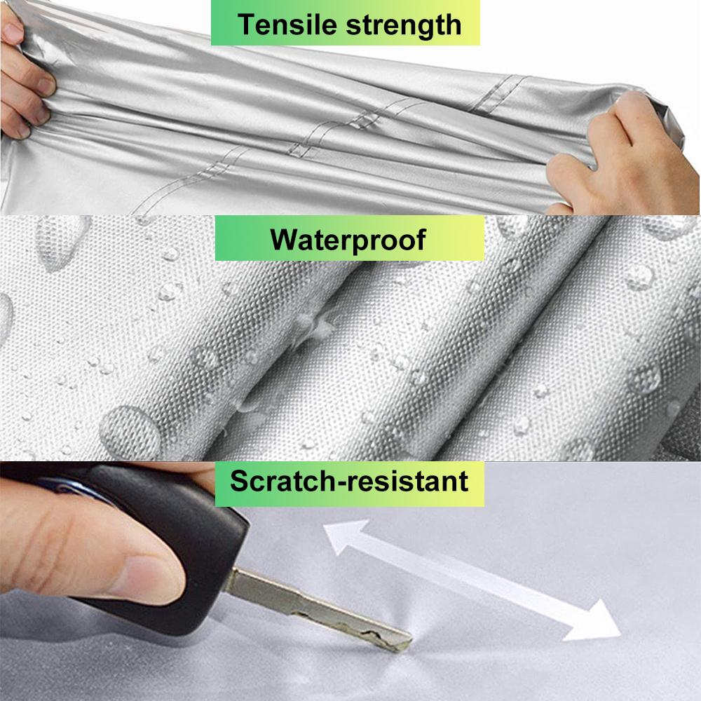 Car Cover Thickened Outdoor Sun Protection 190T Full Exterior Snow Cover Heat Insulation UVproof Dustproof with Reflective Strip