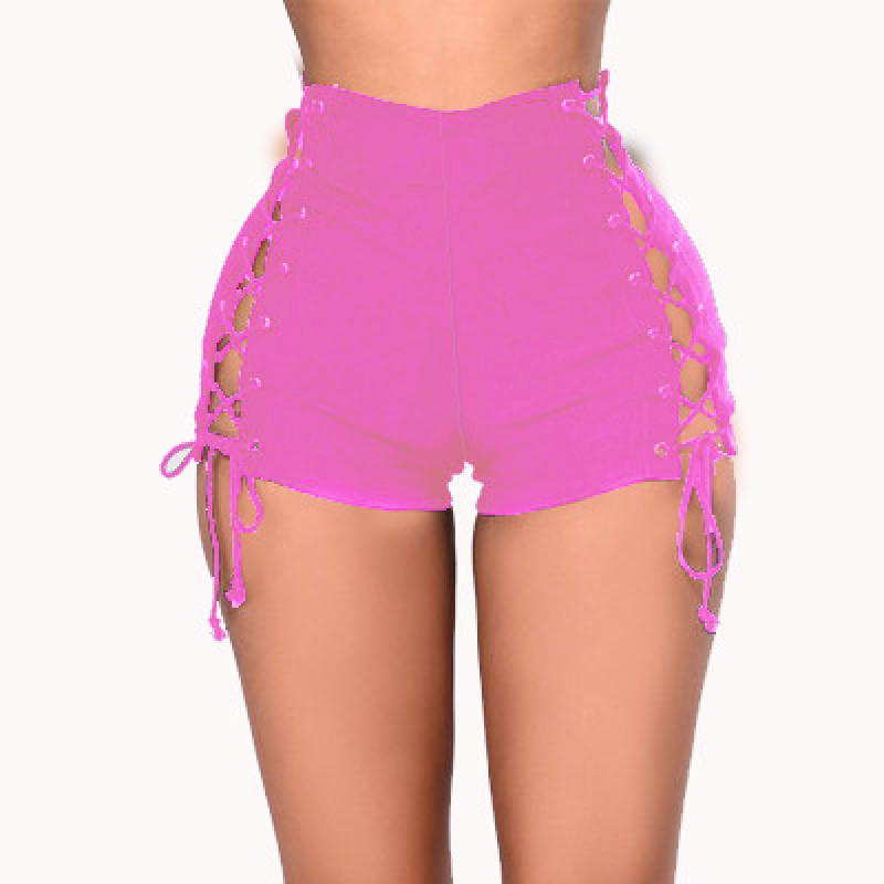 FGHJ European and American Fashion Women's Leisure High Waist Sports Sexy Denim Shorts