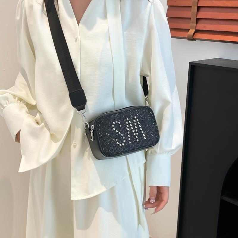 Summer New Wide Shoulder Strap Casual Small Square Bag Fashionable Simple Shoulder Messenger Bag Women
