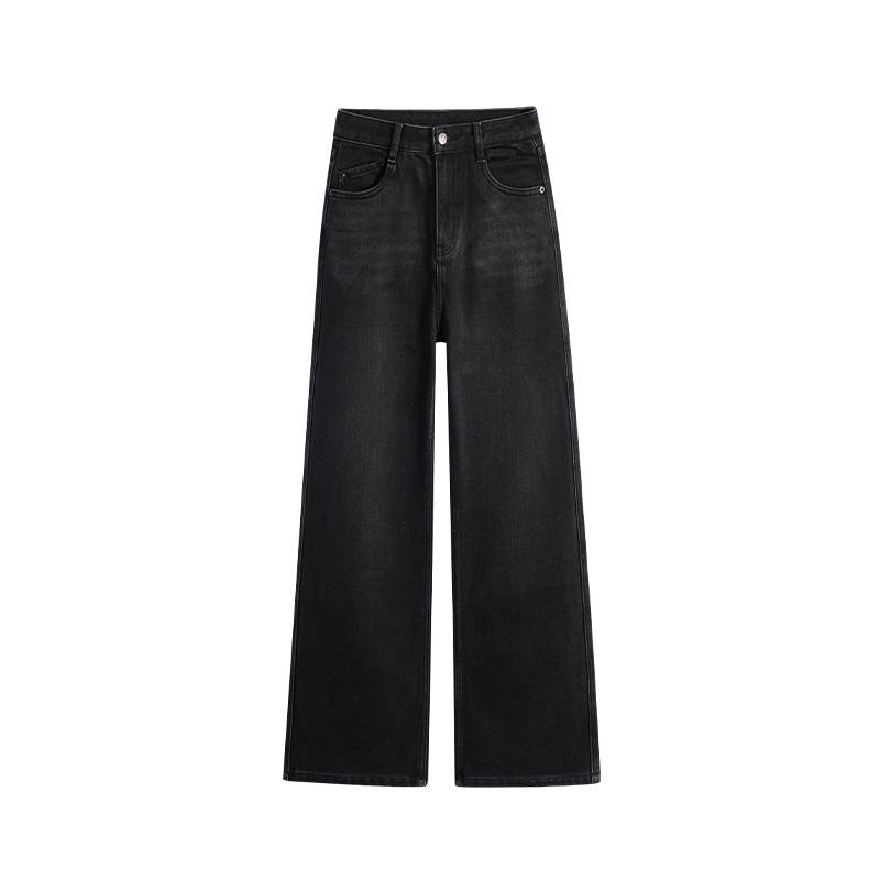 

Gray-Black Fleece-Lined Denim Pants: Non-Stretch, Crisp, Structured, Straight Leg, Casual & Versatile, Style 716. 29