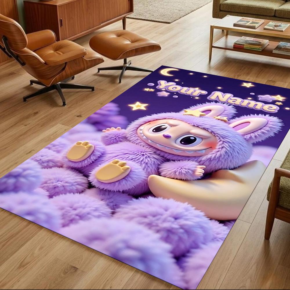 Labubu Customizable Name Area Rug Perfect for Bedrooms Foyer Outdoor Dining Room Antislip Carpet Anime Office Decor Perfect Gift for Friends & Family