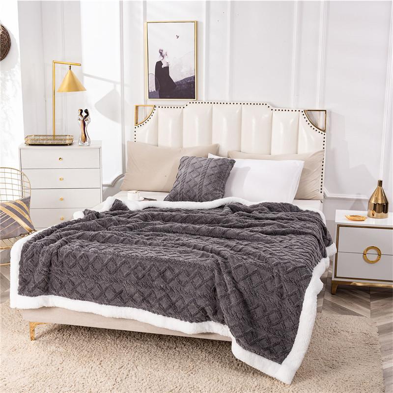 2026 New Fleece Plaid Blanket Thick Wool Blankets Duvet Cover Double Sided Sofa Bed Cover Soft Warm Winter Throw Bedspread Blanket Bedding