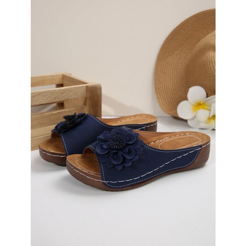 Cross-border New Large-size Women's Shoes Spring and Summer New Amazon Cross-border One Flower Open-toed Slippers European and American Sandals