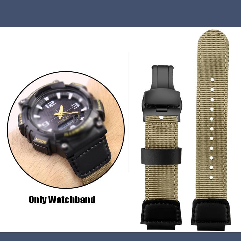 

Для Casio нейлоновий ремінець W-735H AE-1200WH SGW-300/400H/500H AQ-S810W AE-1000/1300 MRW-200H Вигнутий 16 18мм Полотно Силікон Ремінець для годинника 18mm