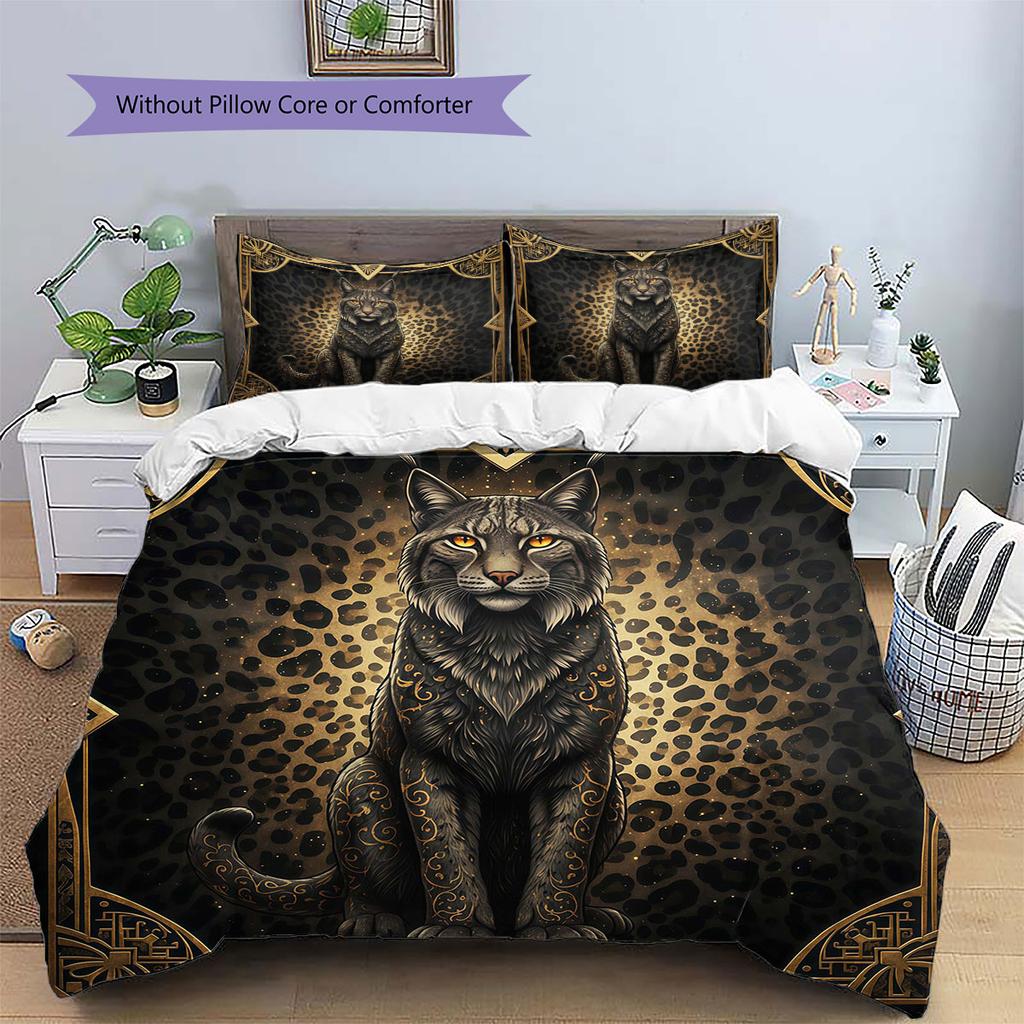 Leopard-print animal Pattern Bedding Quilt Set Quilt Cover Pillowcase Home Decoration Birthday Gift (1 * duvet cover + 2 * pillowcase, without core)