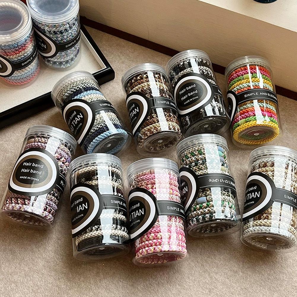 15pcs/set Braided Highly Elastic Hair Tie Durable Multi-colored Thick High Ponytail Rubber Band Headwear Hair Accessories