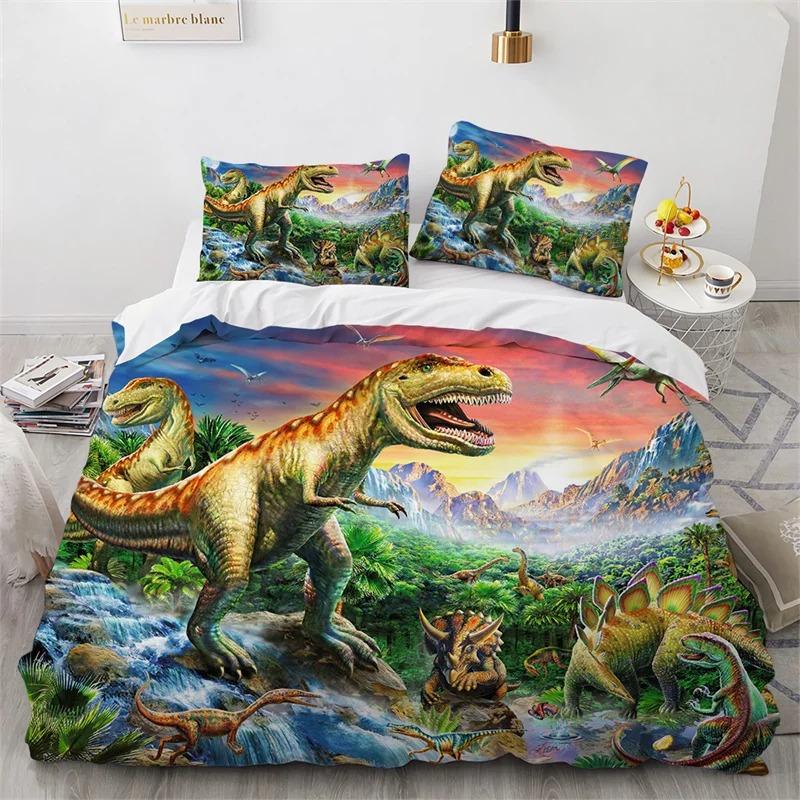 Dinosaur Duvet Cover Twin Microfiber 3D Animal Comforter Cover Jurassic World Park Dinosaur Bedding Set For Kids Teens Boys Room