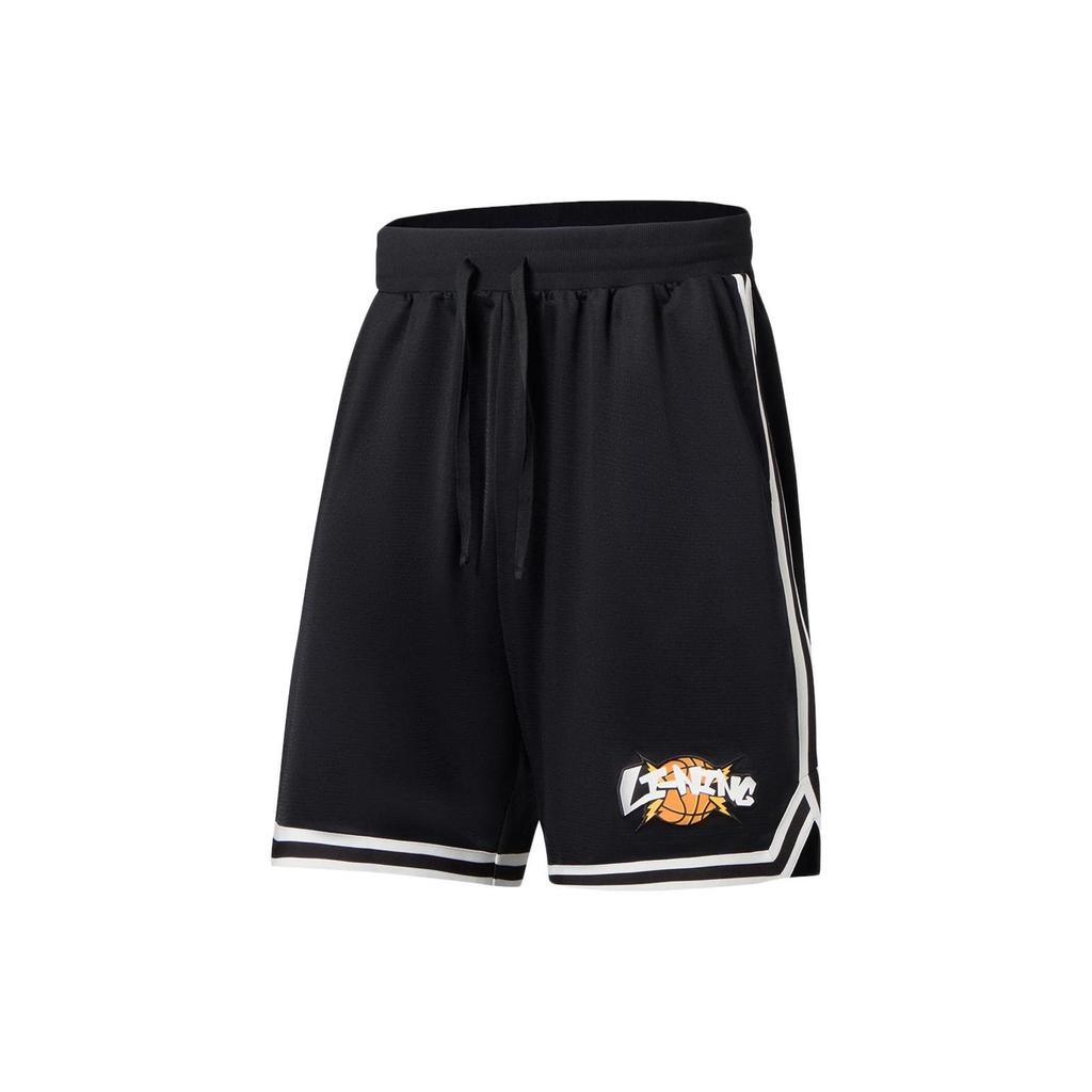 Li Ning Basketball Series Logo Print Elastic Waist Loose Basketball Shorts Men Shorts AAPS269-1