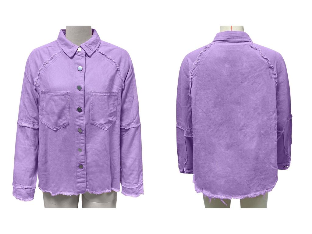 2025 Women's Casual Frayed Denim Jacket - European & American Style