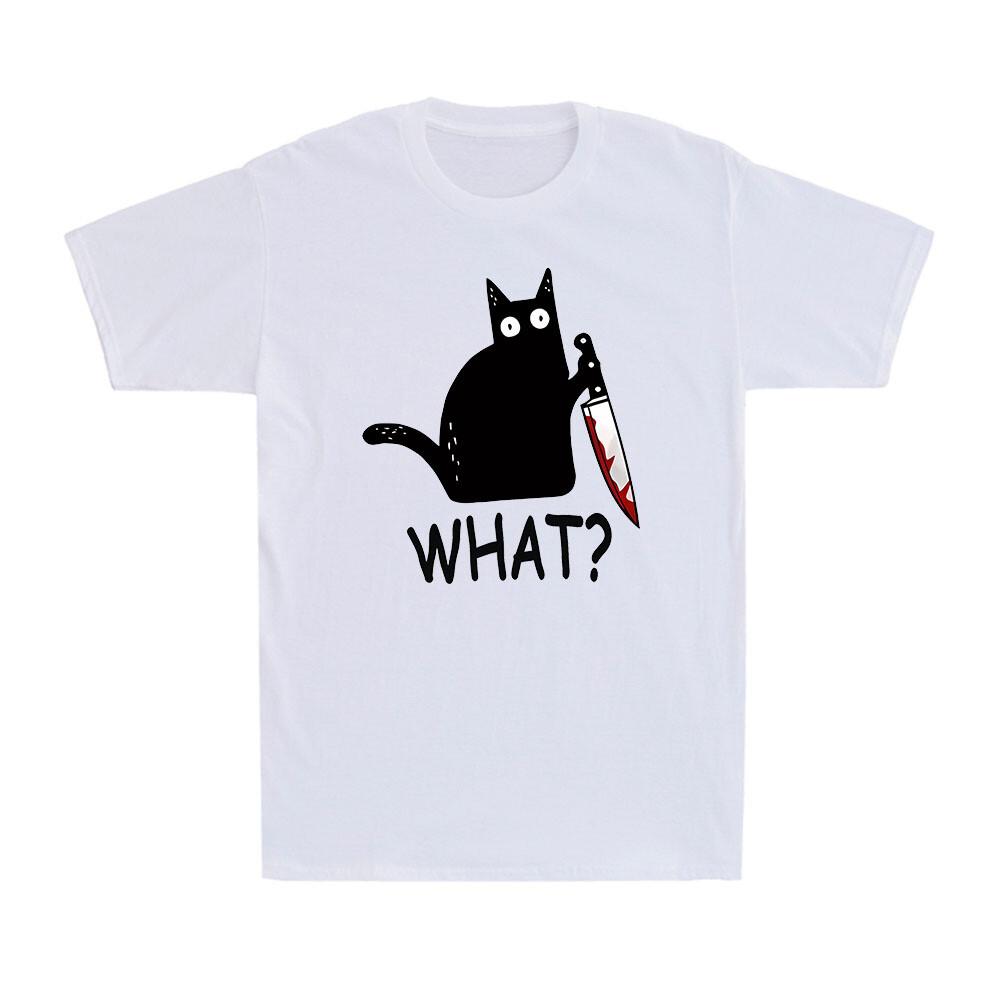 What Murderous Black Cat With Knife Funny Novelty Horror Gift Men s T-Shirt M