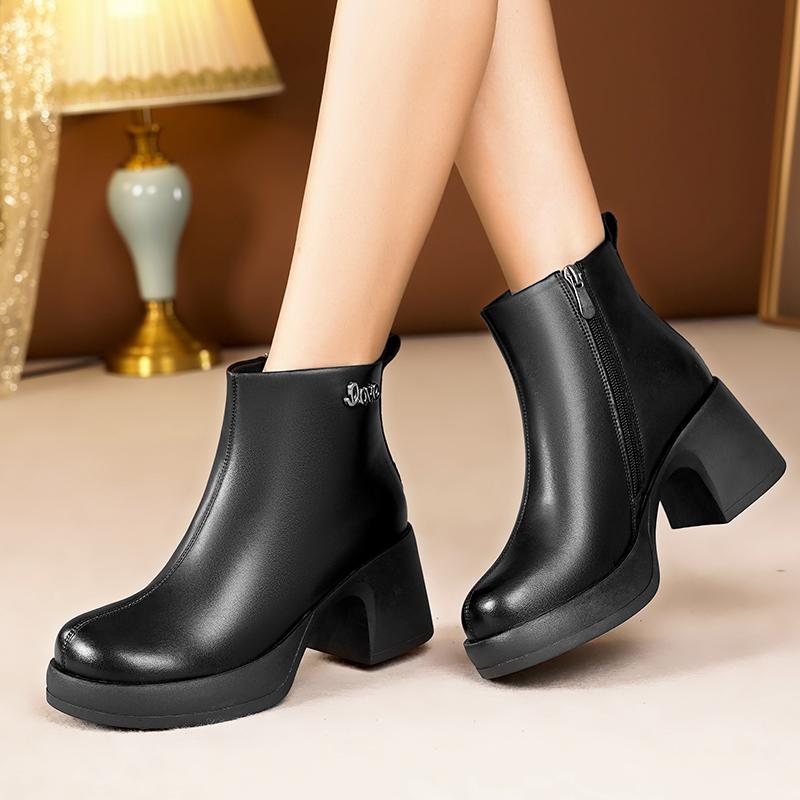 Fashion AIYUQI Women's Ankle Boots Genuine Leather 2025 New Natural Wool Warm Women's Winter Boots Platform Fashion Women's Ankle Boots