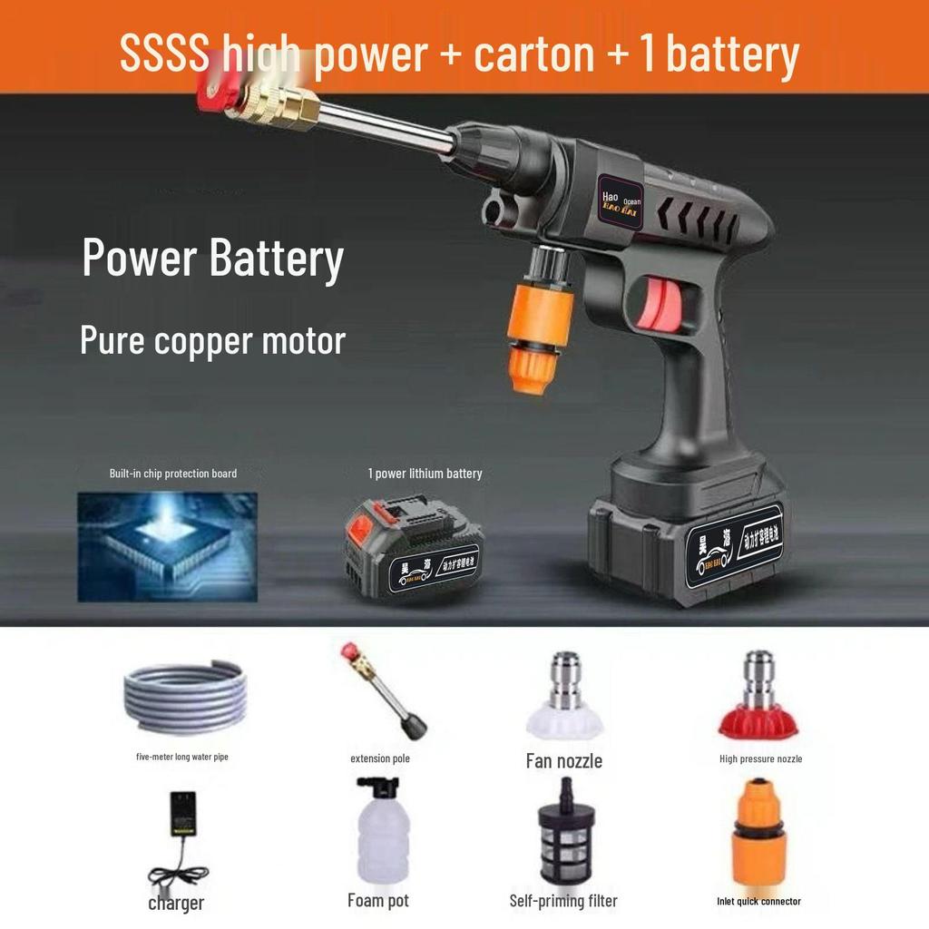 Cordless Rechargeable High-Power Pressure Washer for Home and Car Cleaning