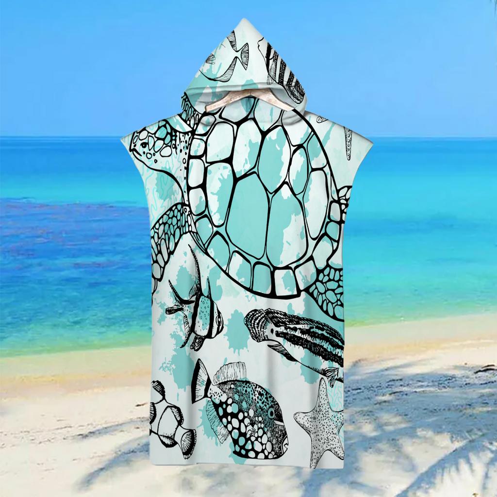 Adult Kids Beach Towel Quick Dry Hooded Cloak Children Women Large Bath Towels Sand Free Poncho Bathrobe For Summer Swim Surf