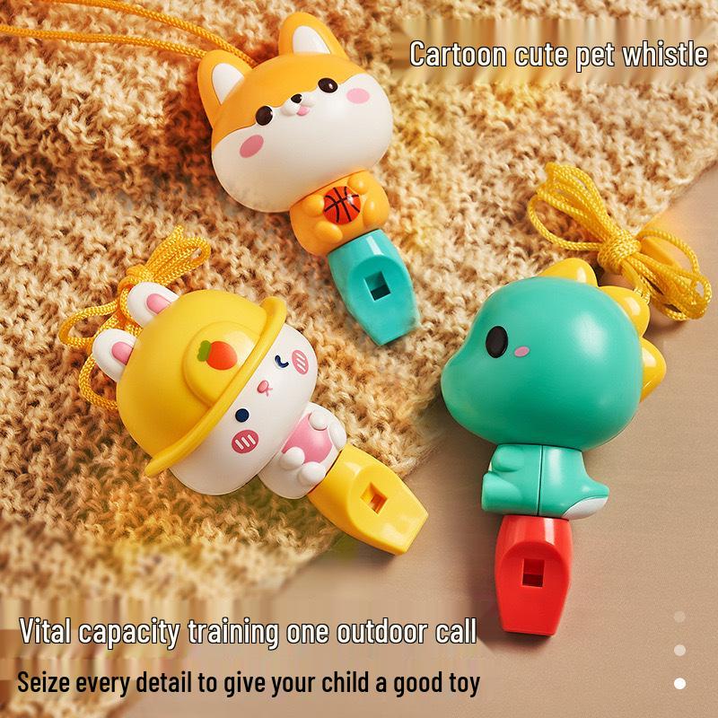 Children's Cartoon Whistle Toy with Lanyard: Small Trumpet, Floating Ball, Water Bird Design for Lung Capacity Exercise