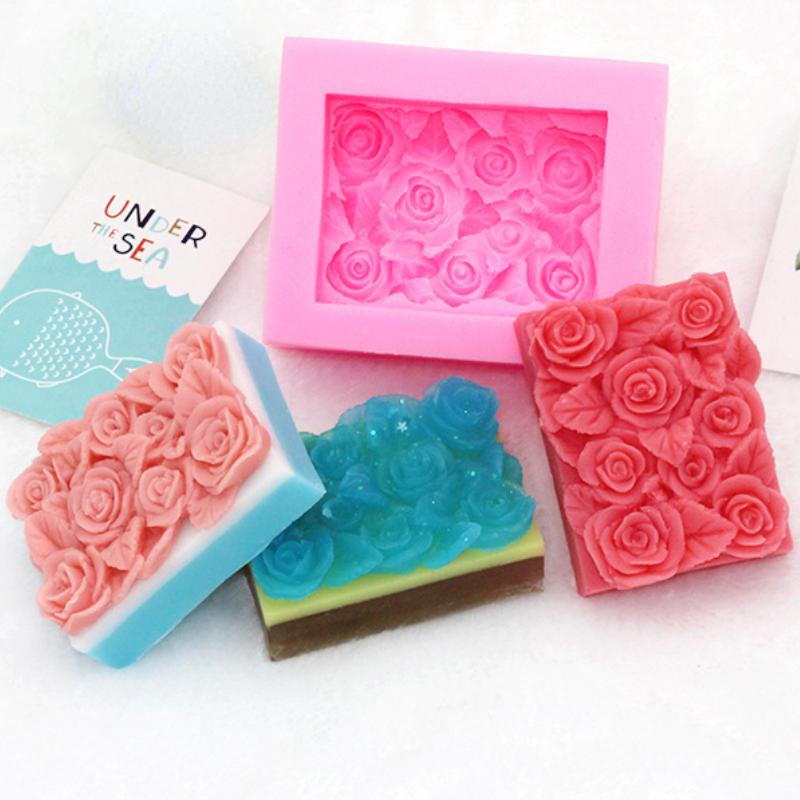 Rectangle Rose Silicone Soap Mold DIY Flowers Soap Making Handmade Candle Mold Gifts Craft Supplies Home Decor