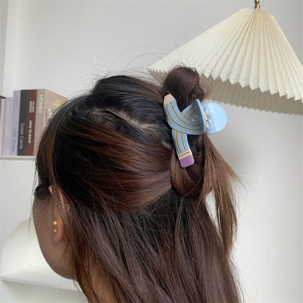 

Korean Style Pencil Shape Hair Claw Cross Pen Shark Clip Funny Acetate Claw Clip Student жёлтый