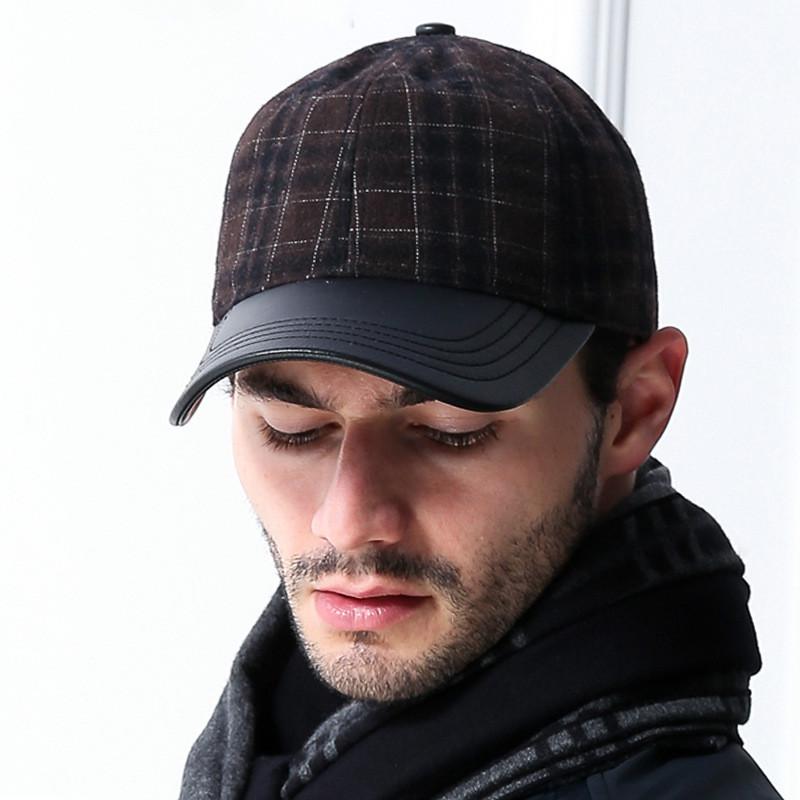 Buy Cap Fall Winter Male British Grid 