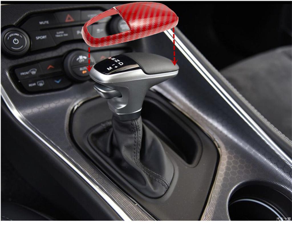 Car Gear Knob Cover Trim Sticker Carbon Fiber Print Shift Hand Ball Decoration for Dodge Challenger Charger SRT 2015-2025