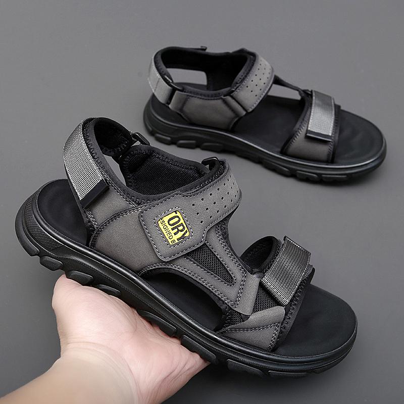 

Модные популярные летние мужские сандалии, мужская повседневная обувь, мужские кожаные сандалии для активного отдыха, удобные универсальные дышащие кроссовки для ходьбы 44 серый