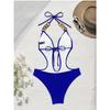 Costume da bagno intero sexy da donna con scollo all'americana, schiena scoperta con catena dorata, cut-out, push-up, monokini, costume da bagno per vacanze al mare