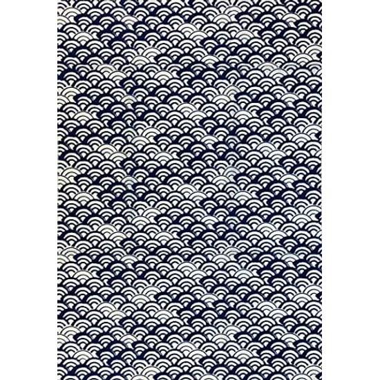 Yagisei Tenugui 3-Piece Set Linen Navy Seigaiha Hamachidori Japanese Pattern Komon Made Japan